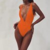 maillot de bain gainant ventre plat , taille haute, monokini, col en v, sexy