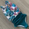 Maillot de bain une pièce à fleurs, sexy, push-up, décolleté plongeant en v