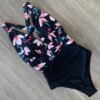 Maillot de bain une pièce à fleurs, sexy, push-up, décolleté plongeant en v