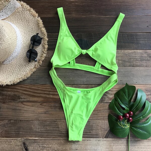 maillot de bain 1 pièce gainant, sexy, découpé, culotte tanga, monokini, noir, rouge, vert