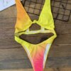 maillot de bain 1 pièce gainant, sexy, découpé, culotte tanga, monokini, noir, rouge, vert