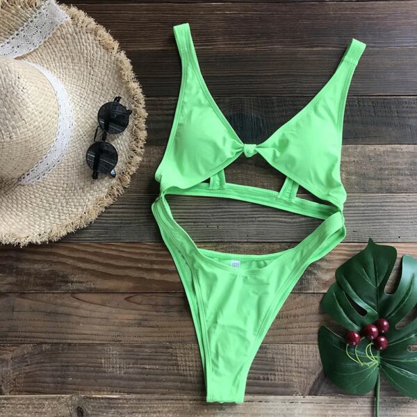 maillot de bain 1 pièce gainant, sexy, découpé, culotte tanga, monokini, noir, rouge, vert