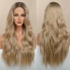 perruque femme Lace Front Wig longue naturelle ondulée rose pour femmes