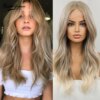 perruque femme Lace Front Wig longue naturelle ondulée rose pour femmes