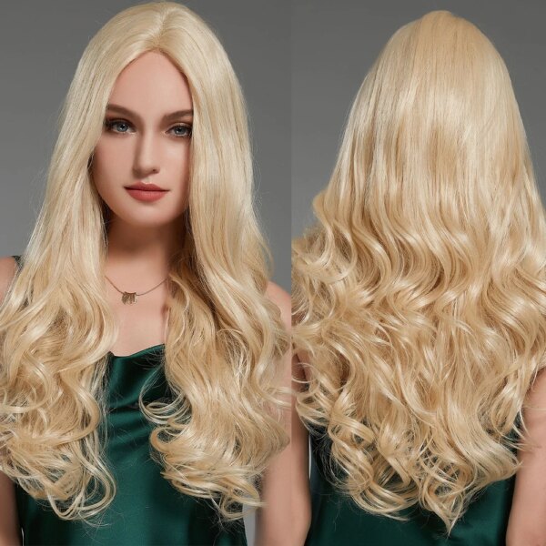 perruque femme Lace Front Wig longue naturelle ondulée rose pour femmes