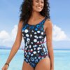 maillot de bain gainant ventre plat  rayé pour femmes, classique
