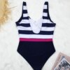 Maillot de bain une piece, dos nu, rayé, Sexy, amincissant, pour femmes