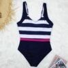 Maillot de bain une piece, dos nu, rayé, Sexy, amincissant, pour femmes
