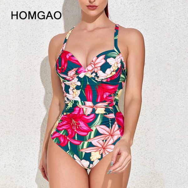 maillot de bain 1 pièce gainant imprimé Floral, maillot de bain femme sexy