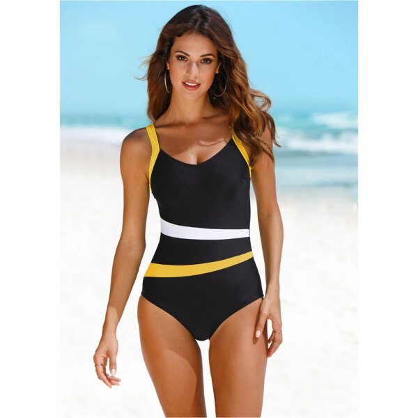 Maillot de bain une piece, dos nu, rayé, Sexy, amincissant, pour femmes