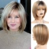 Perruque Bob synthétique courte Blonde pour femmes