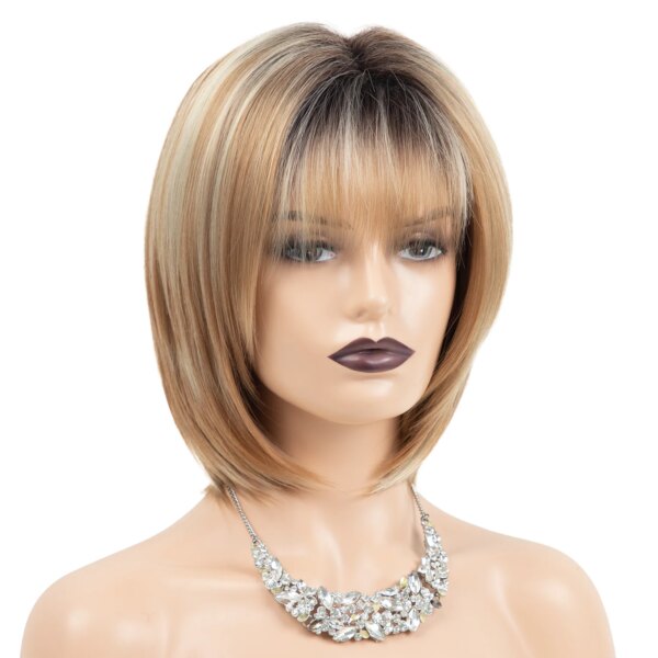 Perruque Bob synthétique courte Blonde pour femmes