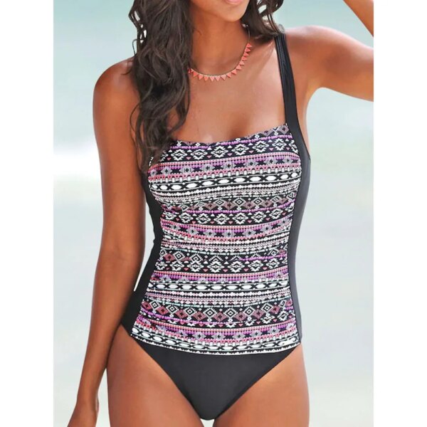 maillot de bain 1 pièce gainant vintage, imprimé floral, pour femmes