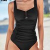 Maillot de bain femme 2 pièces gainant pour femmes, Tankini, noir, Patchwork, rétro