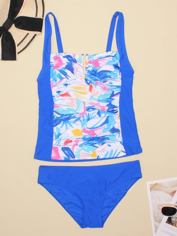 Maillot de bain femme 2 pièces gainant pour femmes, Tankini, noir, Patchwork, rétro