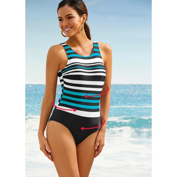 Maillot de bain une piece, dos nu, rayé, Sexy, amincissant, pour femmes