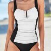 49985-8ecb70.jpg Maillot de bain femme 2 pièces gainant pour femmes, Tankini, noir, Patchwork, rétro