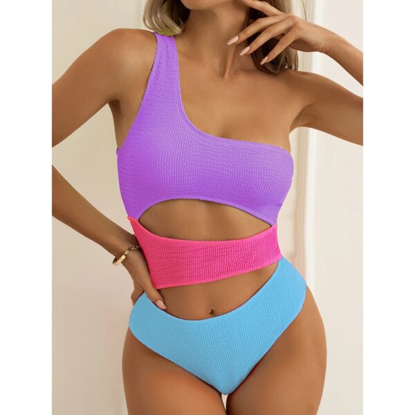 maillot de bain 1 pièce gainant , découpé, Monokini, motif Patchwork