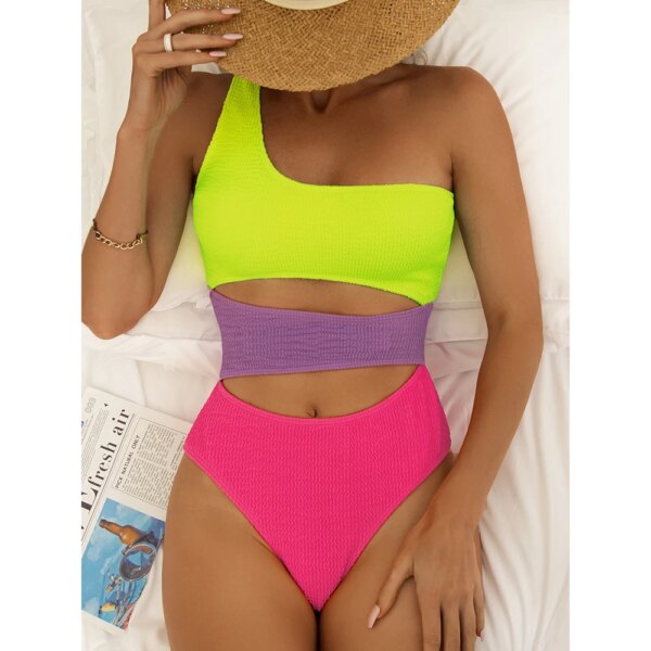 maillot de bain 1 pièce gainant , découpé, Monokini, motif Patchwork