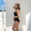 maillot de bain 1 pièce gainant , coréen, col licou, nœud papillon