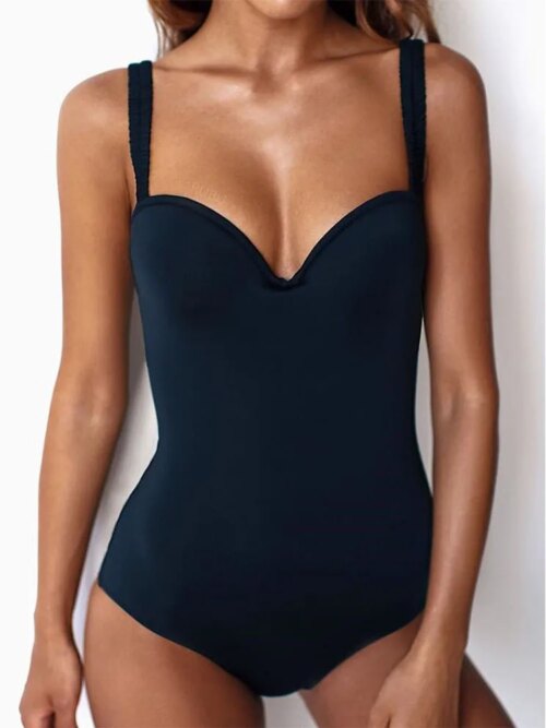 maillot de bain gainant ventre plat  push-up une pièce noir, sexy, moulant, monokini
