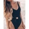 maillot de bain gainant ventre plat  push-up une pièce noir, sexy, moulant, monokini