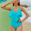 maillot de bain 1 pièce gainant  à volants, noir, amincissant