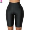 Short de yoga taille haute pour femme, vert fluo, rose, noir, brillant, slim, leggings d'entraînement, sport, gym, fitness