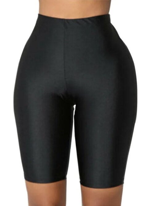 Short de yoga taille haute pour femme, vert fluo, rose, noir, brillant, slim, leggings d'entraînement, sport, gym, fitness