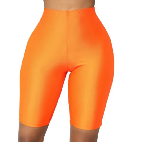 Short de yoga taille haute pour femme, vert fluo, rose, noir, brillant, slim, leggings d'entraînement, sport, gym, fitness