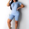 vetement yoga Ensemble de 2 pièces pour femme, fitness, survêtement de sport, néon, short en Y