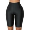 Short de fitness taille haute pour femme, leggings courts de yoga, short de sport, vert, rose, noir, brillant, fluo, maigre, entraînement, hanche
