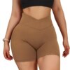 Short de sport femme taille haute – sans couture, yoga fitness, avec poche croisée