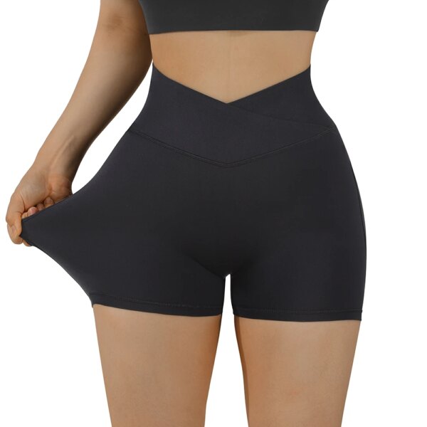 51340-94eb3c.jpg Short de sport femme taille haute – sans couture, yoga fitness, avec poche croisée