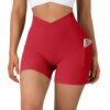 Short de sport femme taille haute – sans couture, yoga fitness, avec poche croisée