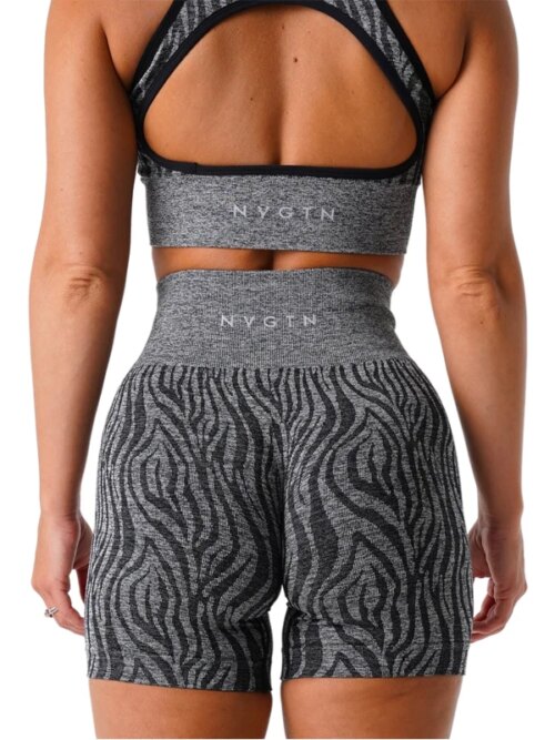 Nvgtn – short élastique respirant pour femme, matière sauvage, zèbre, sans couture, pour Fitness, sport, loisirs, course à pied