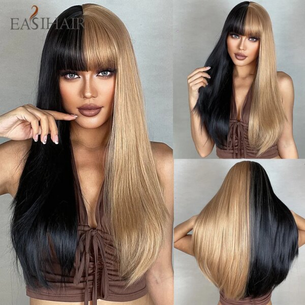 5229-f8017a.jpg perruque synthétique longues lisses rouge vin avec frange pour femmes