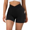 Short de sport femme taille haute – sans couture, yoga fitness, avec poche croisée