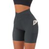 Short de sport femme taille haute – sans couture, yoga fitness, avec poche croisée