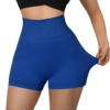Short de sport femme taille haute – sans couture, yoga fitness, avec poche croisée