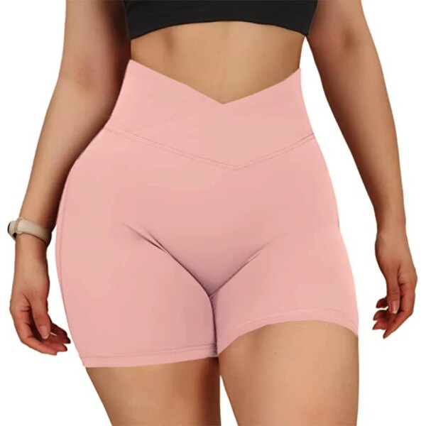 52665-69429b.jpg Short de sport femme taille haute – sans couture, yoga fitness, avec poche croisée