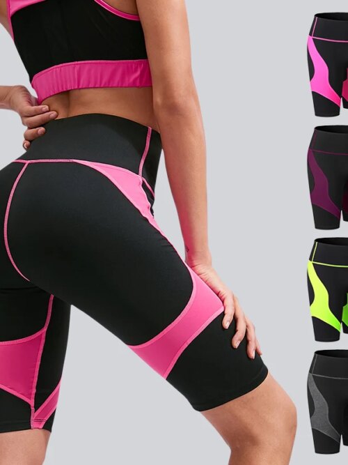 Shorts respirants de yoga pour femmes, taille haute, élastique, pour fitness, Sport, course, mode d'été, Patchwork, gym, 2023