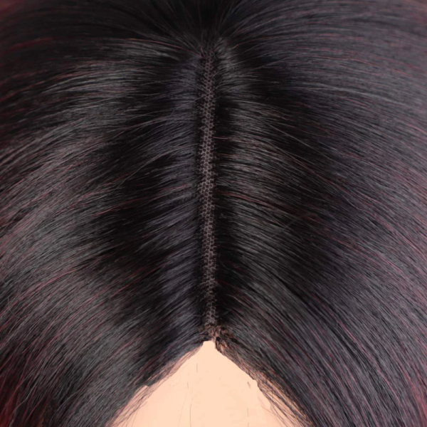 perruque synthétique longue et lisse avec frange pour femmes