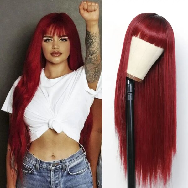 5308-e9071f.jpg perruque synthétique longue et lisse avec frange pour femmes