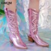 bottes femme de Cowboy Westem pour femme, mi-mollet, Sexy