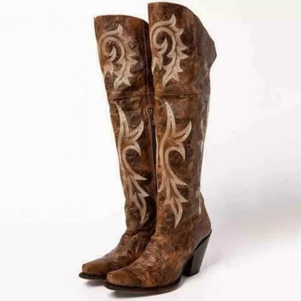 bottes femme de Cowboy pour femmes, bottes marron à la mode