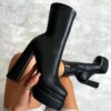 bottes femme à plateforme en cuir pour femmes, talons super hauts