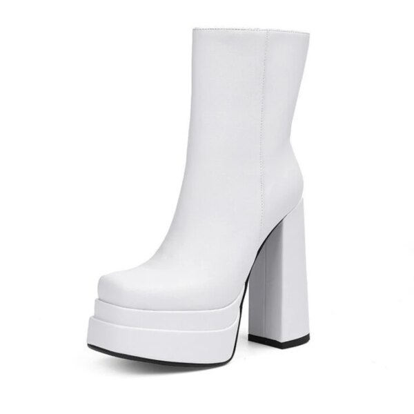 bottes femme à plateforme en cuir pour femmes, talons super hauts