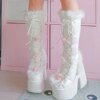 bottes femme en Fausse Fourrure pour Femme, Plateforme, Talons Hauts Épais