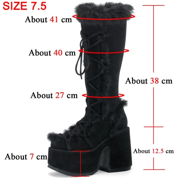 bottes femme en Fausse Fourrure pour Femme, Plateforme, Talons Hauts Épais
